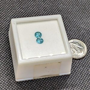 Set of two bright blue apatite for earrings